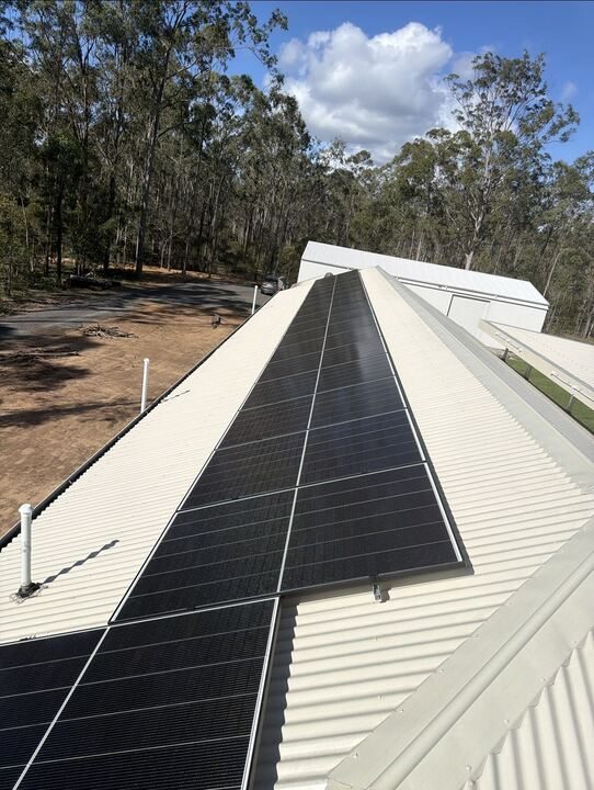 Solar panel installation on a roof
